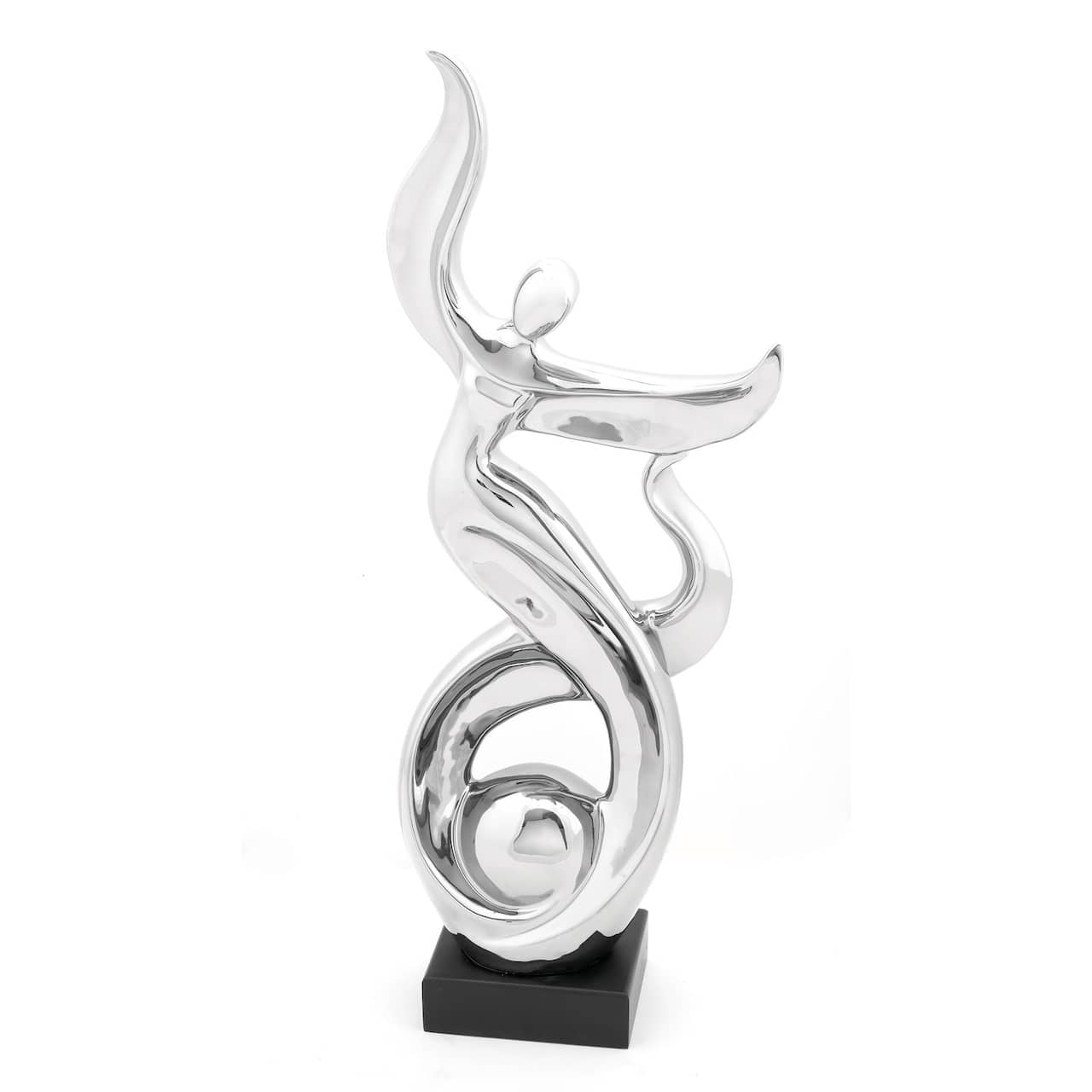 25&#x22; Silver Ceramic Modern Twist Sculpture